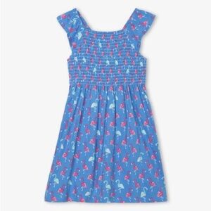 Hatley Flamingo Blue / Pink Smocked Sundress with Flutter Sleeves, Girls 3